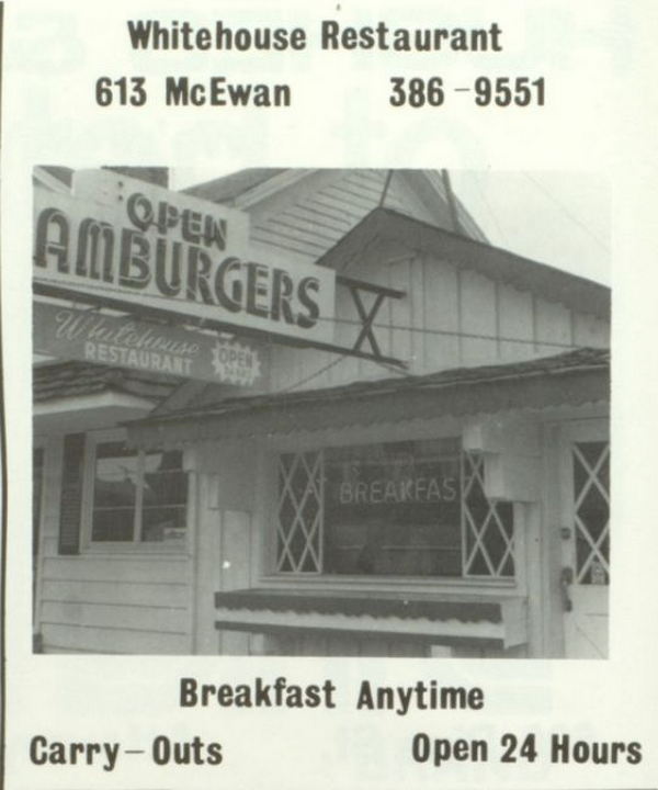 Whitehouse Restaurant - 1987 Yearbook Ad